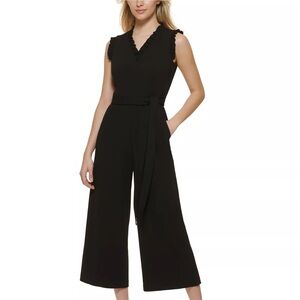 Calvin Klein Black Women’s Ruffle-Trimmed Jumpsuit